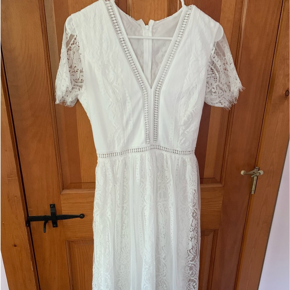 White full-length dress